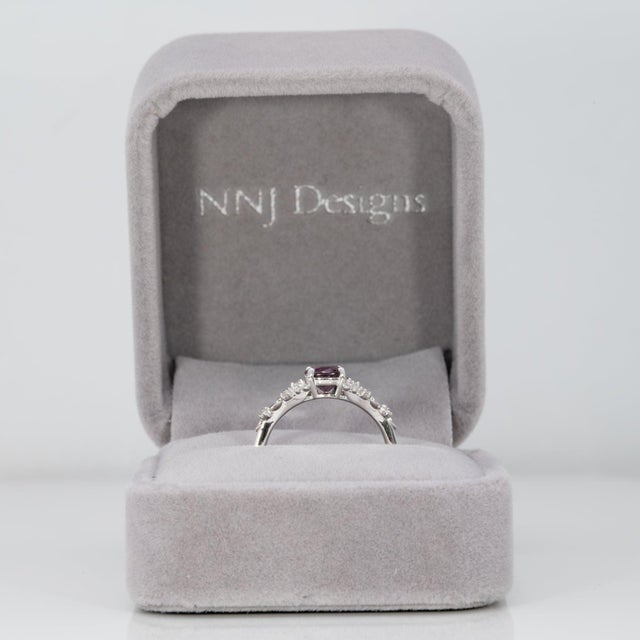 1.1ct Purple Spinel Ring With Earth-Mined Diamond Accents: Solid 14k Gold, 7x6mm, Size 6.75 For Sale - Image 4 of 9