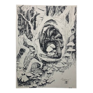 1970s Modern Landscape Drawing by Vernon For Sale