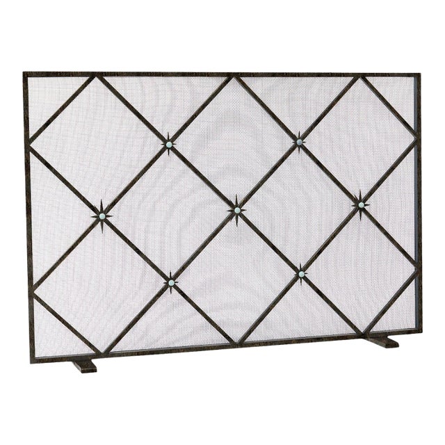 Warm Black Celeste Fireplace Screen Iron For Sale