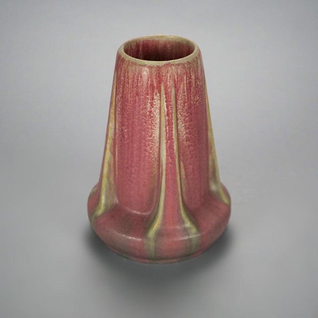 Antique Arts & Crafts Fulper Art Pottery Buttress Vase Circa 1920 For Sale - Image 4 of 6