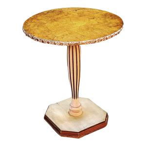 1960s Gilded Hollywood Regency Style Round Italian Eglomise Pedestal Table