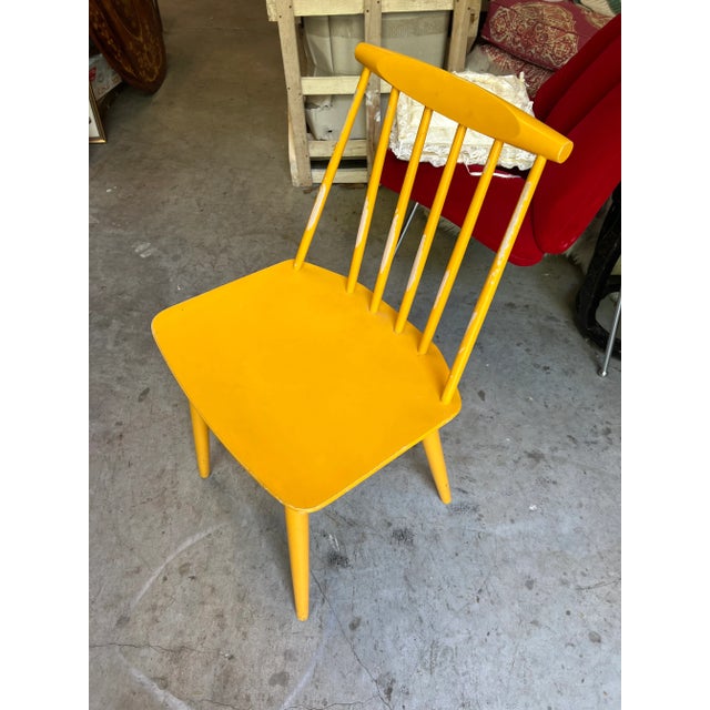 Mid-Century Modern 1970s Pair of Danish Yellow Mid Century Chairs- a Pair For Sale - Image 3 of 7