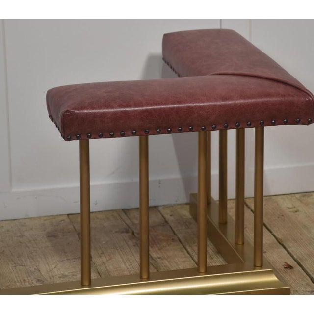Metal Fireplace Fender with Upholstered Seats, 1920s For Sale - Image 6 of 9