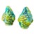 1960s Inarco E2604 Green Majolica-Style Fruit Salt and Pepper Shakers — Pair For Sale