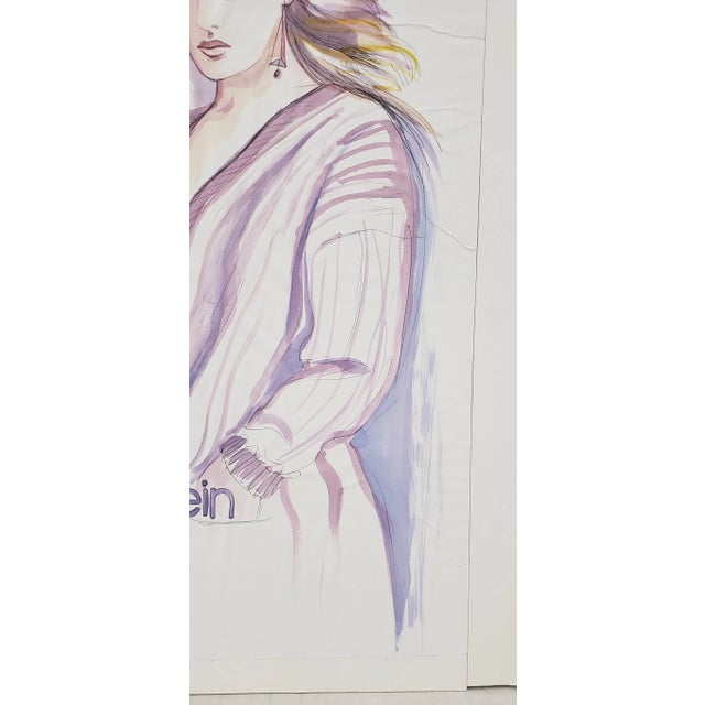 Vintage Calvin Klein Advertising Illustration c.1980s Original watercolor illustration for Calvin Klein featuring Brooke...