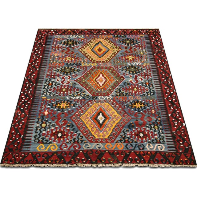 1950s 1950s Turkish Kilim For Sale - Image 5 of 6