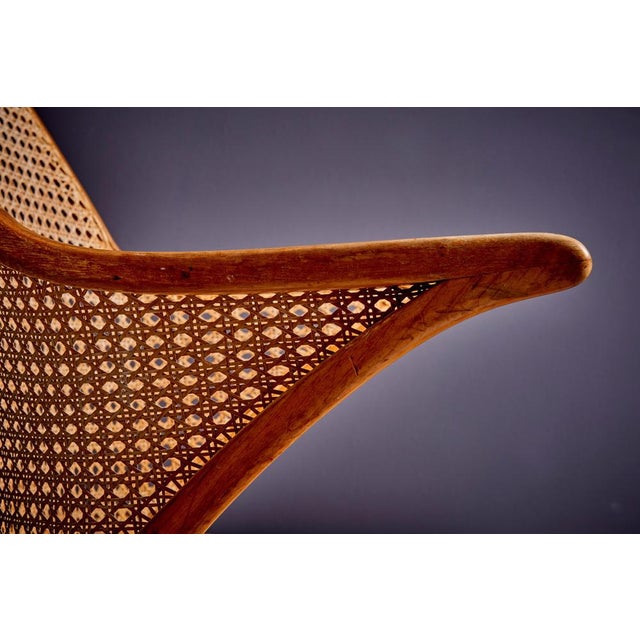 Brown Armchair with Vienna Cane Weaving attributed to Frits Schlegel, 1940s For Sale - Image 8 of 13