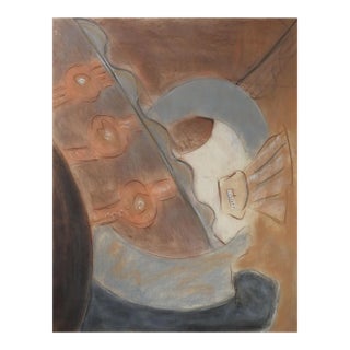 Abstract Terra Cotta and Gray Pastel Painting For Sale