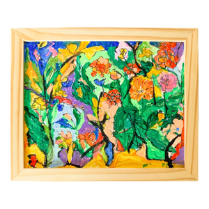 Gallery Framed Original Whimsical Acrylic Painting on Canvas, Signed, c.2001