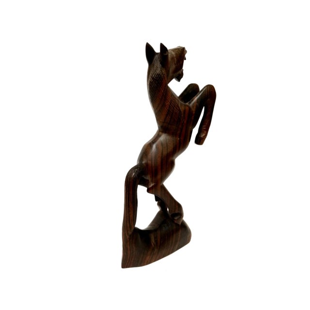 Figurative Vintage Mid-Century Hand Carved Wood Standing Wild Horse Figurine For Sale - Image 3 of 6