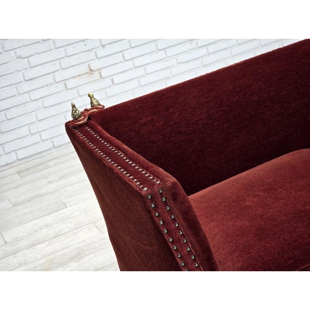Mid-Century Modern Danish 2-Seater Drop Arm Spanish Sofa in Furniture Velour, 1970s For Sale - Image 3 of 18