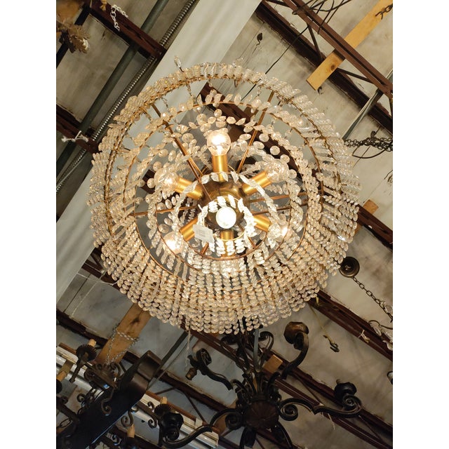 19th Century French Napoleon III Empire Crystal Basket Chandelier For Sale - Image 4 of 4