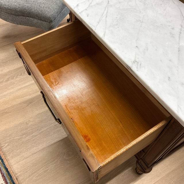 Brown 1960s Thomasville Marble Nightstand For Sale - Image 8 of 10