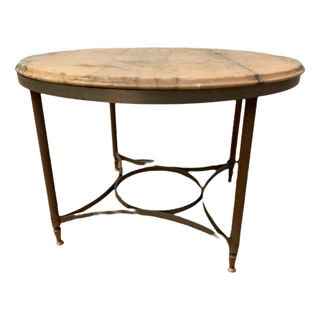 Louis XVI Style Side Table in Brass and Marble, 1900s For Sale