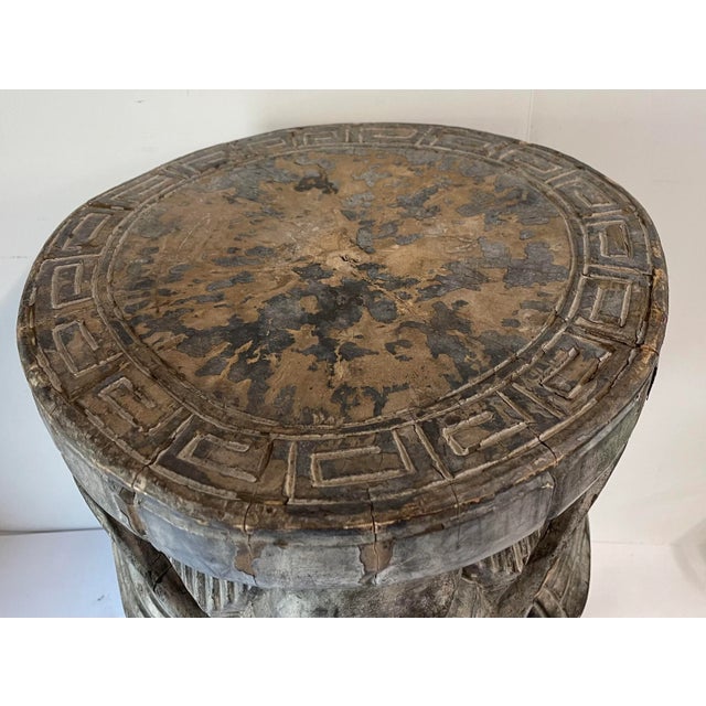 Wood Vintage Wooden Carved Elephant Stool For Sale - Image 7 of 10