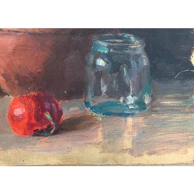 Vintage Still Life Oil Painting, Food & Pottery, Ukrainian Art 24-34 For Sale - Image 6 of 6