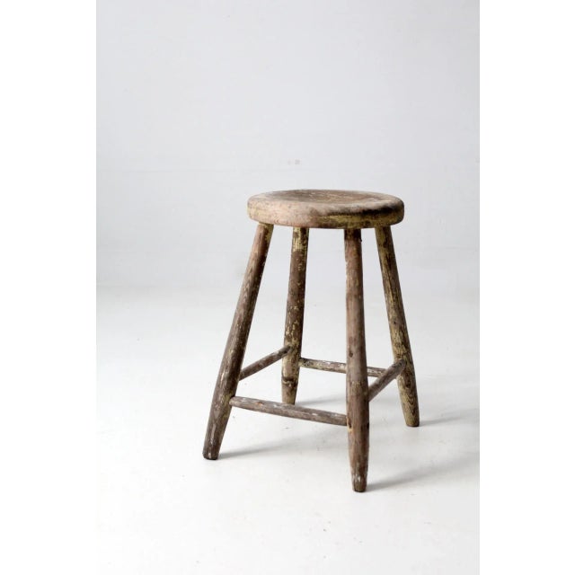 Early 20th Century Antique Wooden Farmstool For Sale - Image 5 of 9