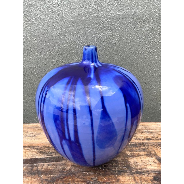 Late 20th Century Vintage Drip Glazed Ceramic Vase For Sale - Image 5 of 12