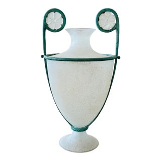 1980' Seguso's Italian Scavo Murano Glass and Bronze Vase by Silvia Buscaroli for Seguso Vetri d'Arte For Sale