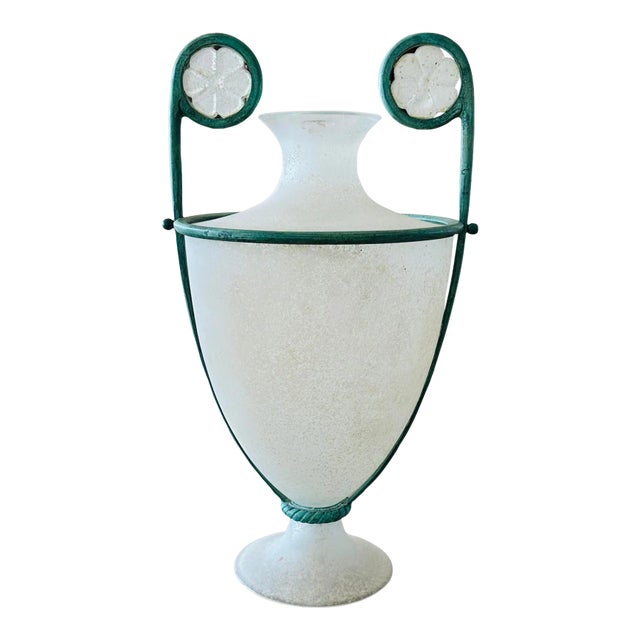 1980' Seguso's Italian Scavo Murano Glass and Bronze Vase by Silvia Buscaroli for Seguso Vetri d'Arte For Sale
