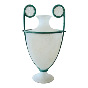 1980' Seguso's Italian Scavo Murano Glass and Bronze Vase by Silvia Buscaroli for Seguso Vetri d'Arte