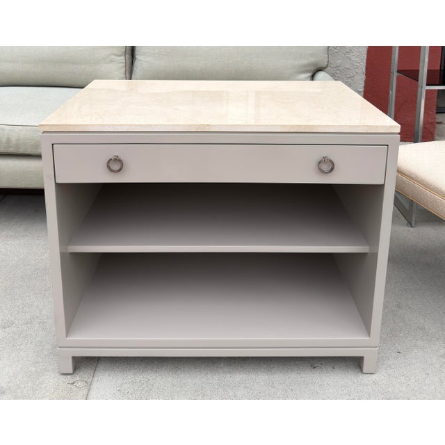 Nancy Corzine Lacquered Marble Top Nightstand. This listing is for one night stand, but we actually have two available.