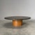 Remarks: Mid century round coffee table with slate stone top and wooden base, Germany 1970s. Table is in very good...