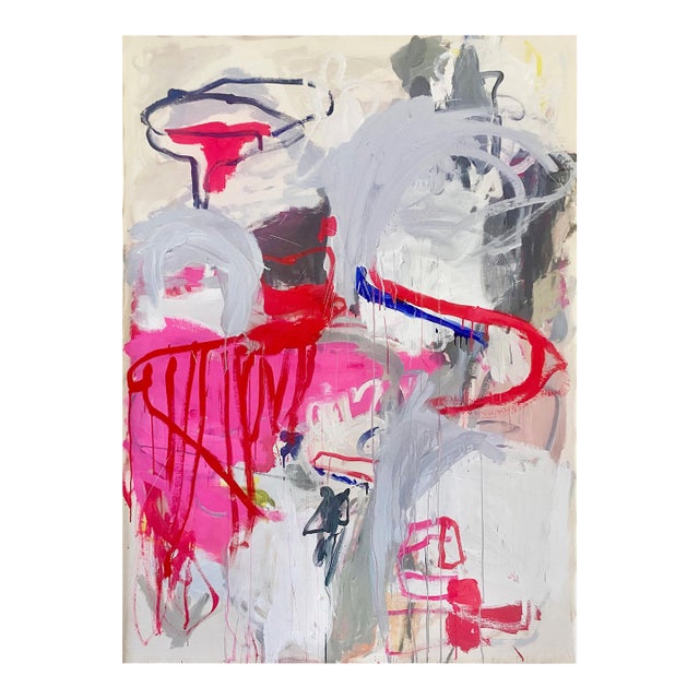 Contemporary Abstract Acrylic on Canvas "Arbeidsglaede" by Macha Poynder For Sale