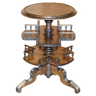Antique Oak Library Book Table For Sale