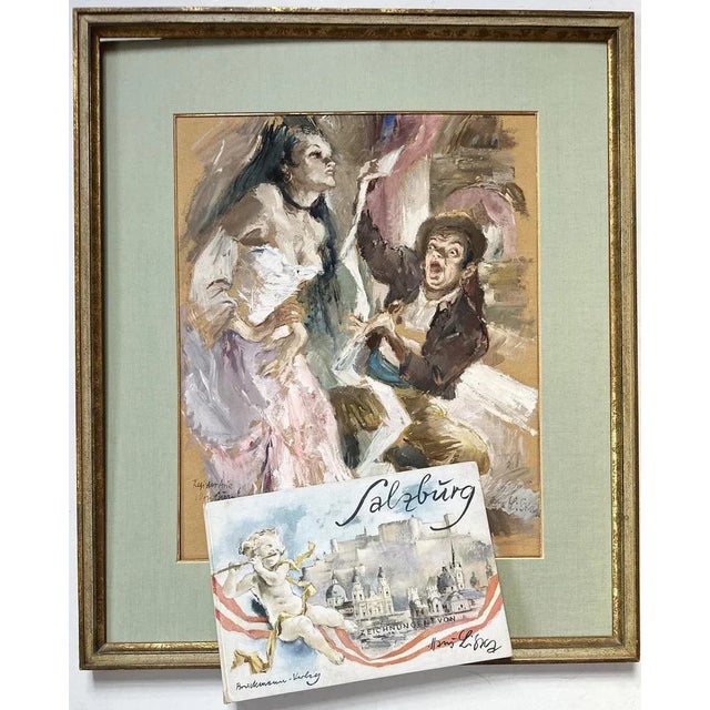 Hans Liska, Don Giovanni, Signed, Vienna, Salzburg, Gouache For Sale - Image 7 of 8