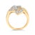Early 21st Century 18K Yellow Gold Plated .925 Sterling Silver 1/2 Cttw Baguette and Round Diamond Bypass Triple Leaf Ring (I-J Color, I1-I2 Clarity) - Size 6 For Sale - Image 5 of 7