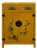 Oriental Bright Mustard Yellow Vinyl Flower Bird Graphic Cabinet For Sale