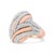 Contemporary 18K Rose and White Gold 1 7/8 Cttw Diamond and Gold Textured Dome Cocktail Ring (F-G Color, VS1-VS2 Clarity) - Size 6.5 For Sale - Image 3 of 6