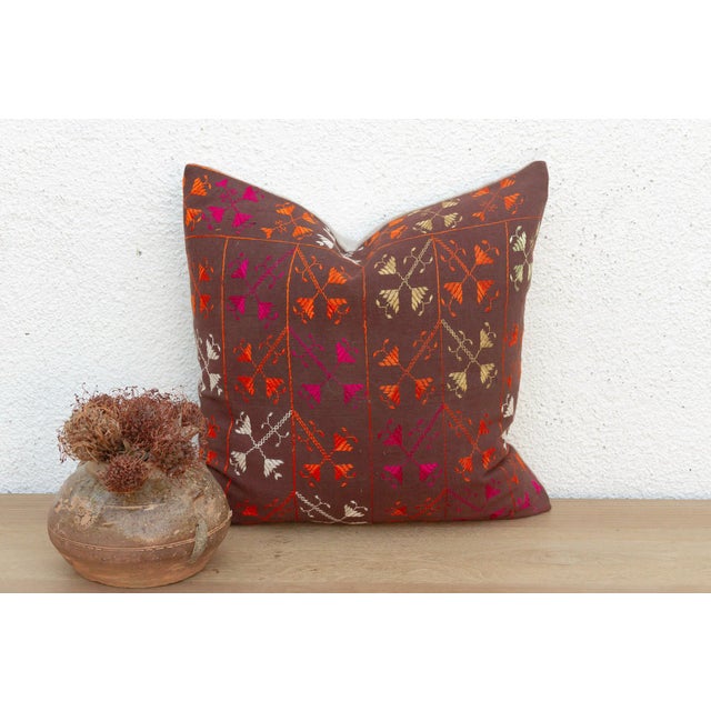 Textile Artisan Soul, Antique Phulkari Pillow Cover For Sale - Image 7 of 7