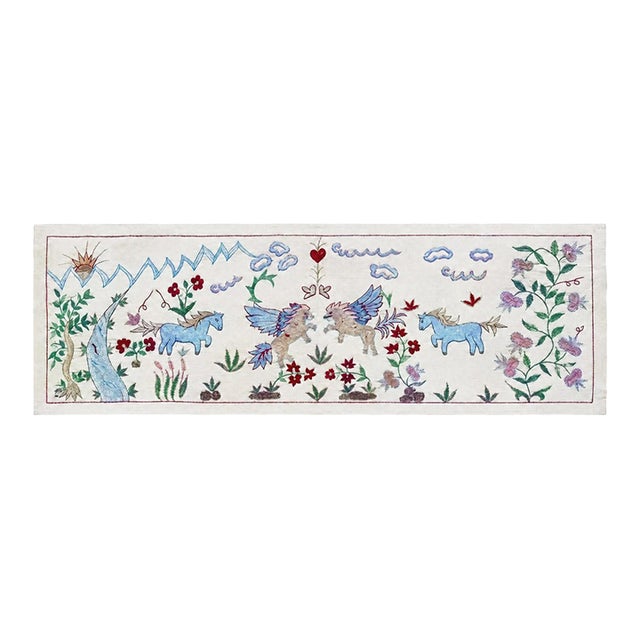 Winged Horse Suzani Wall Hanging For Sale