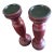 Vintage Rustic Style Red Distressed Wood Pillar Candle Holders Wood - a Pair For Sale