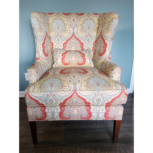 Pair of Authentic Thibaut Monterey Wing Chairs For Sale In New York - Image 6 of 17
