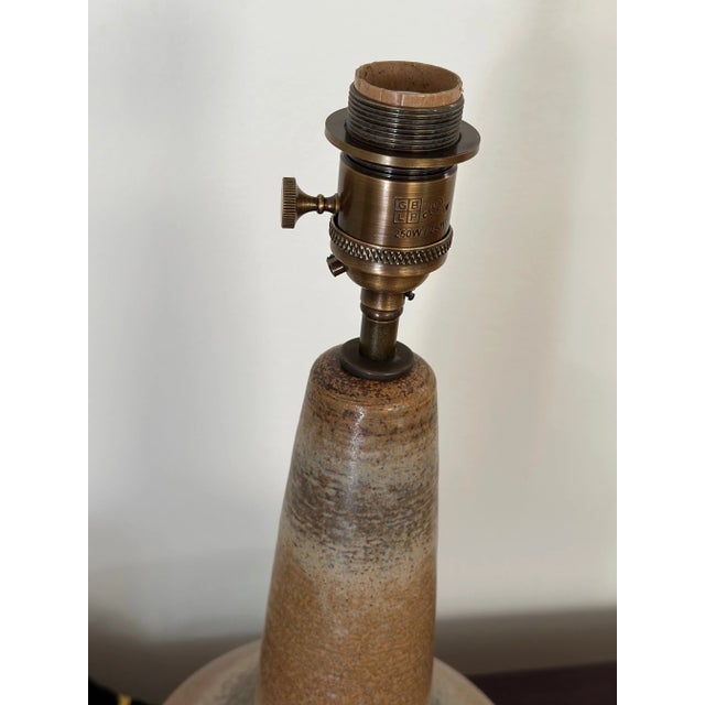 1960s Modern Danish Blue and Brown Ceramic Table Lamp from Søholm, 1960s For Sale - Image 5 of 9
