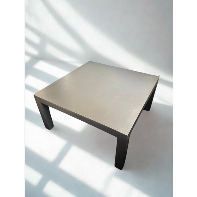 Square Brushed Stainless Steel Coffee Table, France, 1970s For Sale - Image 10 of 10