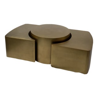 South and English 3-Piece Galvarino Coffee Table in Brass For Sale