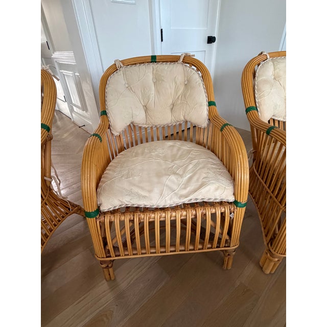 Set of 4 Bielecky Brothers Rattan Lounge Chairs With Ottoman- New York, Circa 1990 For Sale In Washington DC - Image 6 of 9