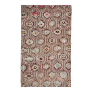 1970s Vintage Turkish Hand-Knotted Wool Cotton Brown Area Rug For Sale