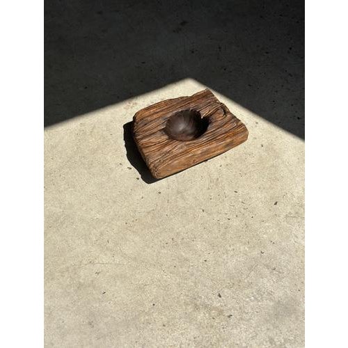 Asian Dark Brown Square Hollow Circular Teak Bowl For Sale - Image 3 of 18