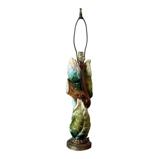 Majolica Style Botanical Table Lamp For Sale