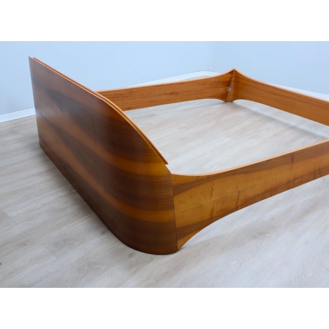 Italian Curved Walnut Bed Frame with Storage Headboard, 1970s For Sale - Image 12 of 18
