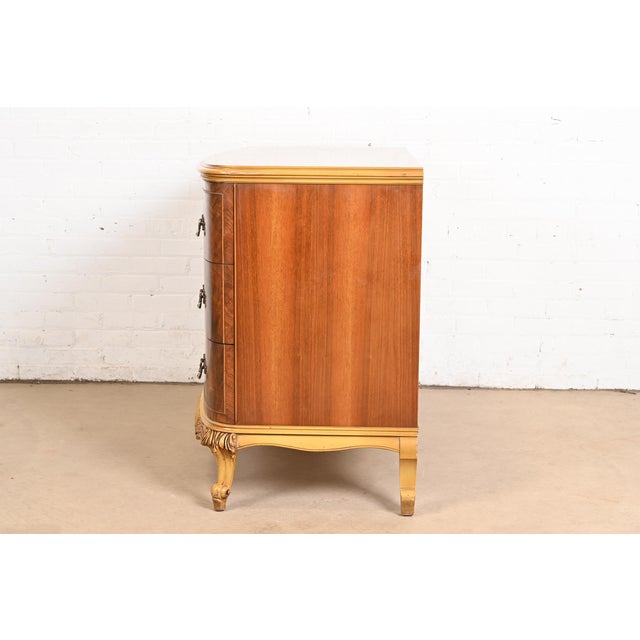 Romweber French Provincial Louis XV Flame Mahogany and Parcel Painted Dresser, Circa 1920s For Sale - Image 10 of 12