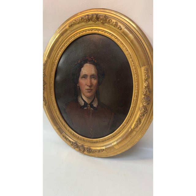 Biedermeier Portrait, 1870s, Oil Painting, Framed For Sale - Image 5 of 8