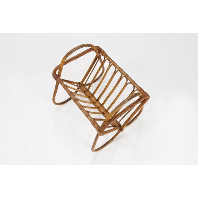 Vintage French Rattan Magazine Rack, 1950s For Sale - Image 6 of 12