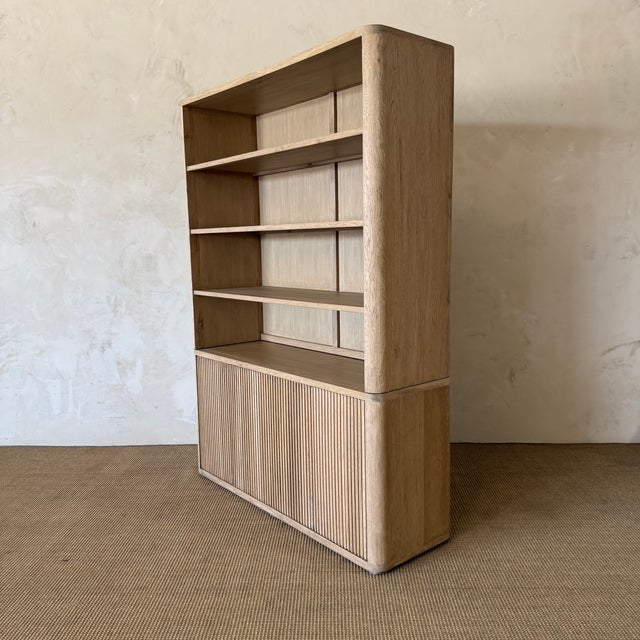 Contemporary Reed 4 Shelf Oak Bookcase - Natural For Sale - Image 3 of 12