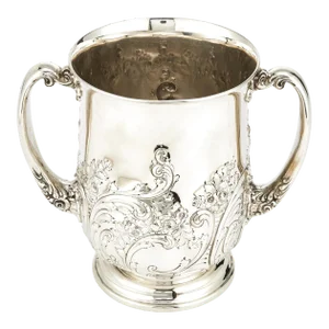 Early 20th Century Sterling Silver / Gold Wash Interior Two Handled Vase